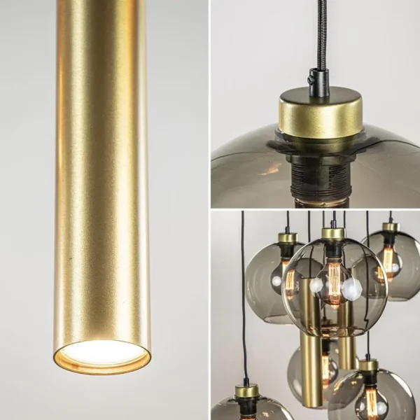 Discount Straluma Hanglamp Globe 8L 6x glas/2xbuis goud