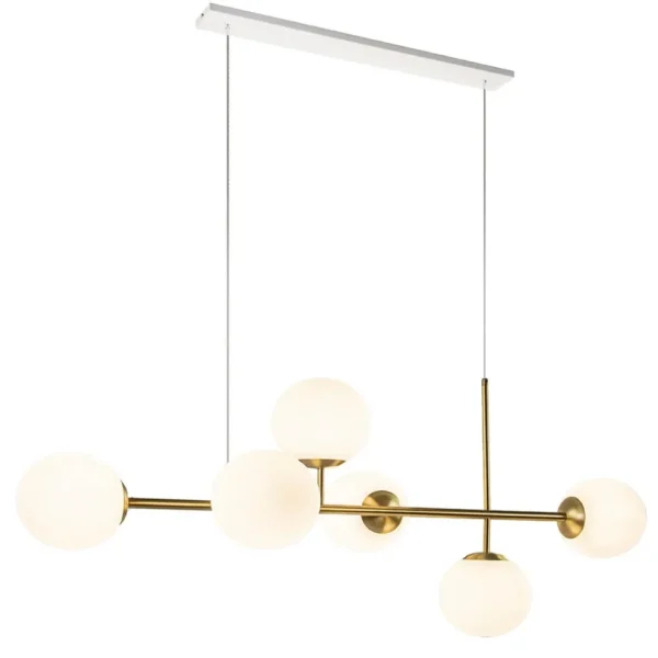 hanglamp_l_brass_met_opaa_1.webp Store Straluma Hanglamp 6L brass met opaal bolglas