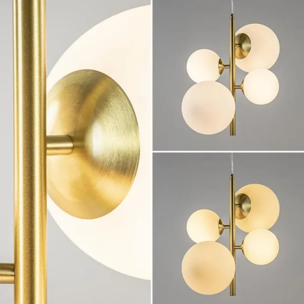 Store Straluma Hanglamp 4L brass met opaal bolglas