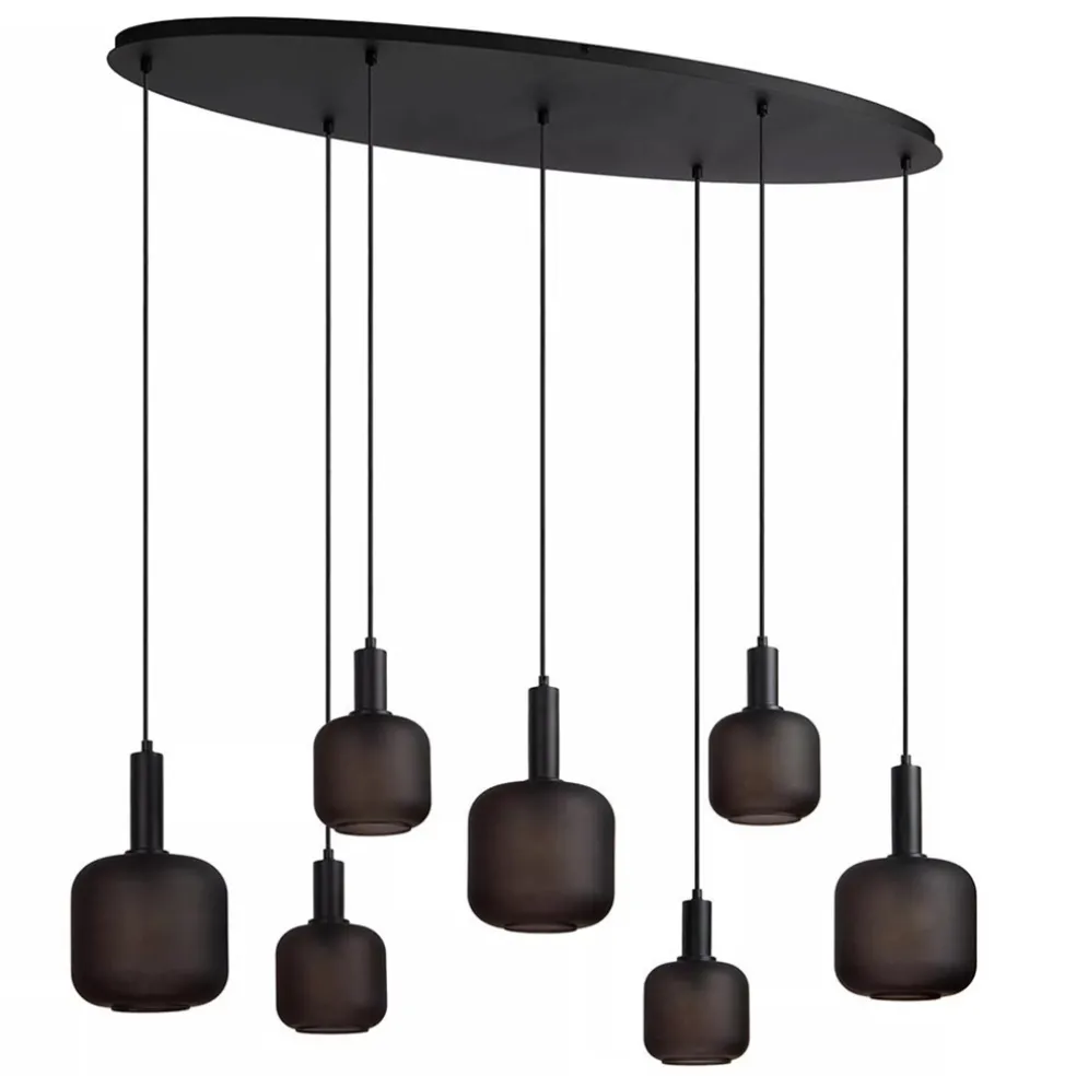 hanglamp_lichts_ovaal_met_0.webp Online Straluma Hanglamp 7-lichts ovaal met mat zwart glas