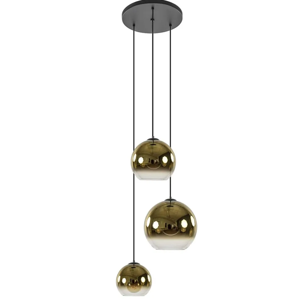 hanglamp_lichts_rond_zwar_0.webp Store Straluma Hanglamp 3-lichts rond zwart met goud gradient glas