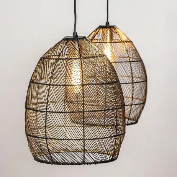 hanglamp_meya_lichts_zwar_2.webp Flash Sale Straluma Hanglamp Meya 2-lichts zwart/goud met balk