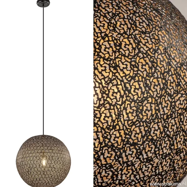 hanglamp_oronero_bol_zwar_1-2.webp Flash Sale Straluma Hanglamp Oronero bol zwart/goud 50cm