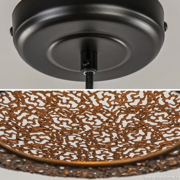 hanglamp_oronero_bol_zwar_2.webp Shop Straluma Hanglamp Oronero bol zwart/goud 60cm