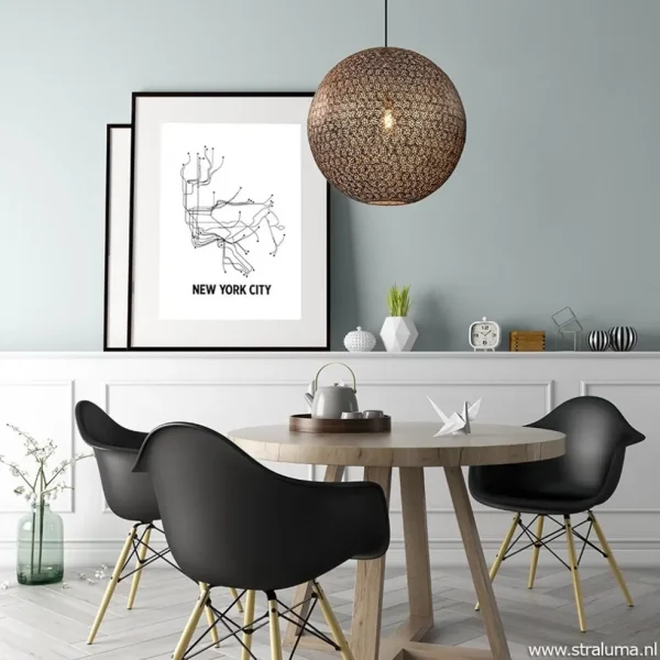 hanglamp_oronero_bol_zwar_4.webp Shop Straluma Hanglamp Oronero bol zwart/goud 60cm