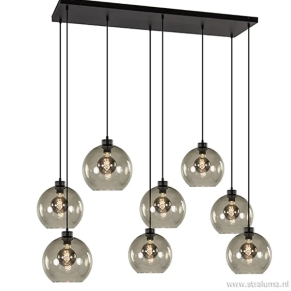 hanglamp_plaat_l_zwart_gl_1.webp Outlet Straluma Hanglamp plaat 8-L zwart glas smoke 25cm