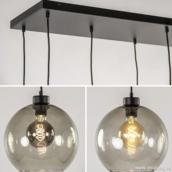 hanglamp_plaat_l_zwart_gl_3.webp Outlet Straluma Hanglamp plaat 8-L zwart glas smoke 25cm