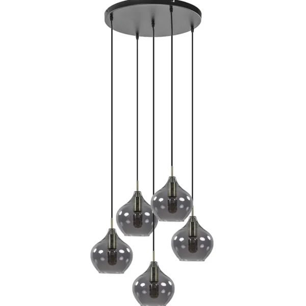 hanglamp_rakel_l_rond_ant_0.webp Cheap Straluma Hanglamp Rakel 5L rond antiek brass + smoke glas