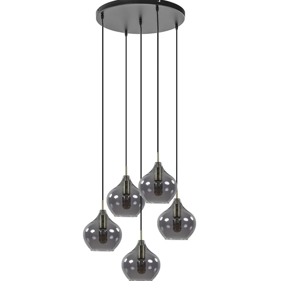 hanglamp_rakel_l_rond_ant_0.webp Cheap Straluma Hanglamp Rakel 5L rond antiek brass + smoke glas