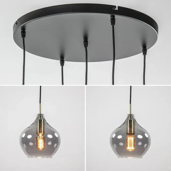 hanglamp_rakel_l_rond_ant_3.webp Cheap Straluma Hanglamp Rakel 5L rond antiek brass + smoke glas
