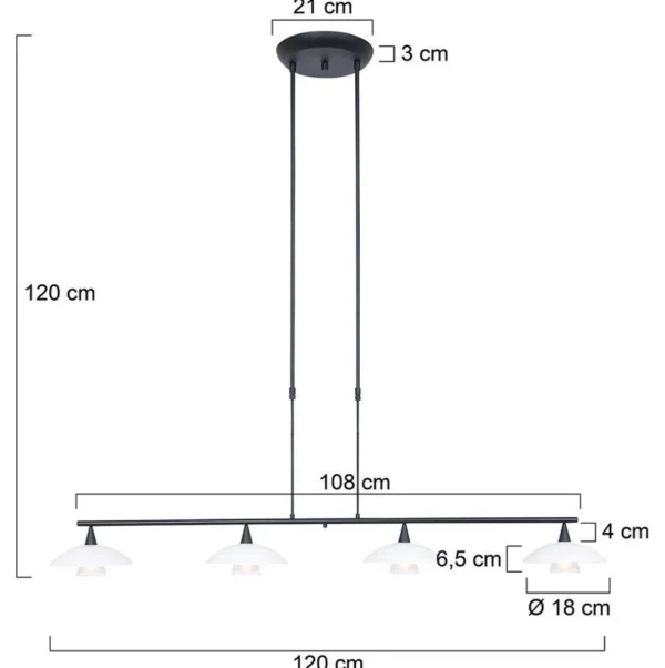 Sale Straluma Hanglamp Sovereign 4l zwart met dimmer