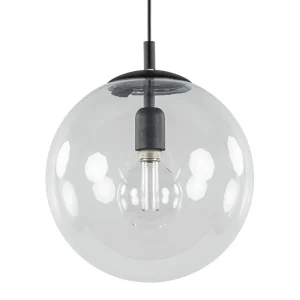 hanglamp_zwart_met_helder_0.webp Best Sale Straluma Hanglamp zwart met helder glazen bol 30 cm