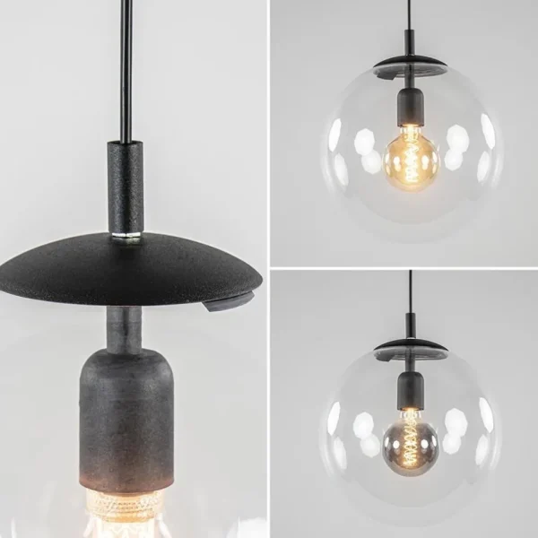 hanglamp_zwart_met_helder_3.webp Best Sale Straluma Hanglamp zwart met helder glazen bol 30 cm