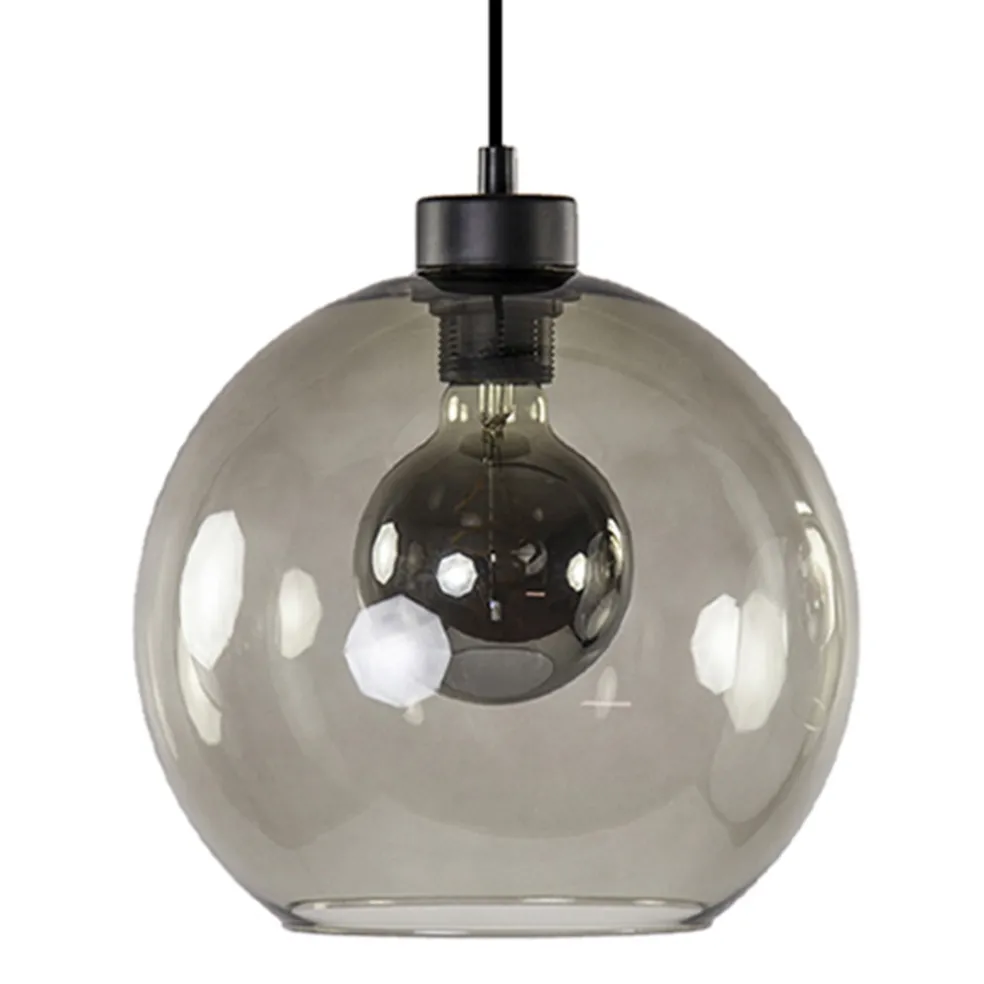 hanglamp_zwart_met_smoke__0.webp Discount Straluma Hanglamp zwart met smoke glas 25cm