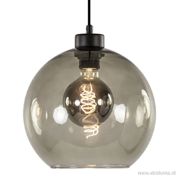Discount Straluma Hanglamp zwart met smoke glas 25cm