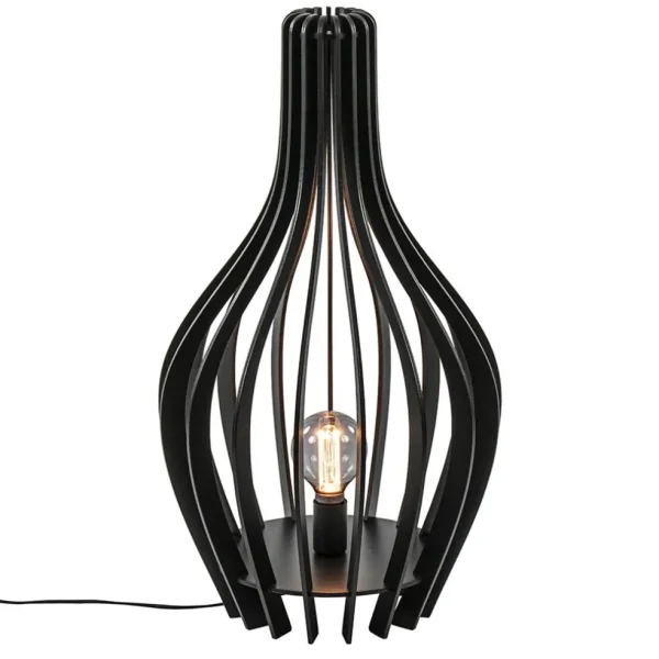 Clearance Straluma Houten tafel/vloerlamp mat zwart
