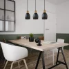 Online Straluma Industrieel landelijke hanglamp 3-lichts zwart met hout