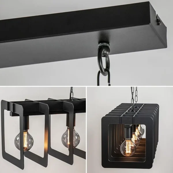 Online Straluma Industriële hanglamp squares mat zwart metaal