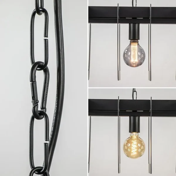 Online Straluma Industriële hanglamp squares mat zwart metaal