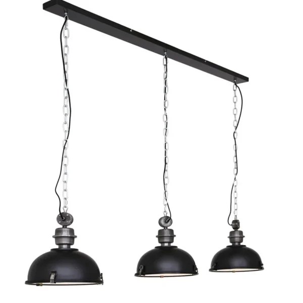 industrile_lichts_hanglam_1.webp Outlet Straluma Industriële 3-lichts hanglamp bikkel mat zwart