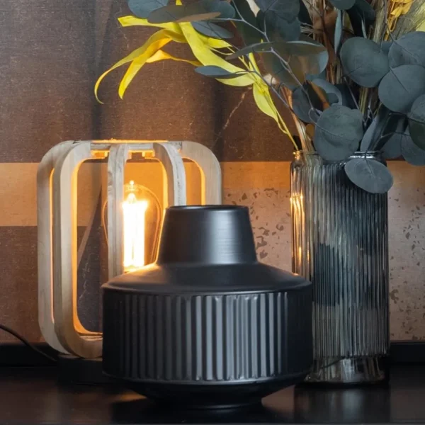 Cheap Straluma Industriële tafellamp houten kooi met mat zwart