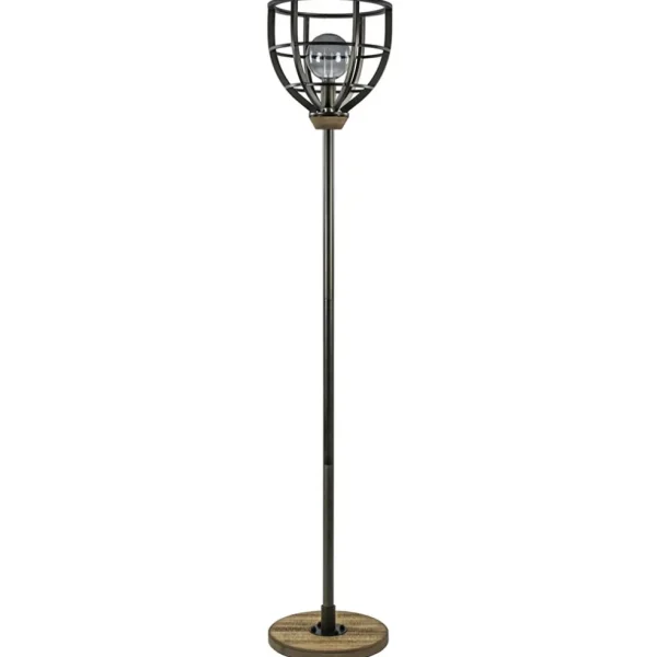 Sale Straluma Industriële vloerlamp zwart staal met houten details