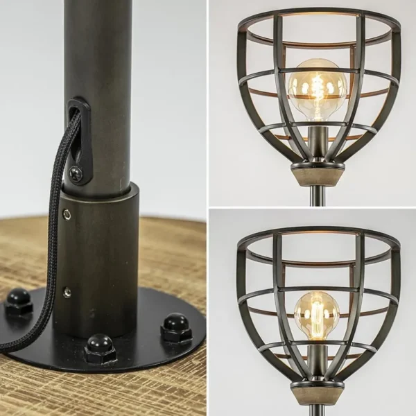 Sale Straluma Industriële vloerlamp zwart staal met houten details