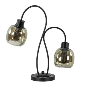 klassieke_lichts_tafellam_0.webp Outlet Straluma Klassieke 2-lichts tafellamp zwart met smoke glas