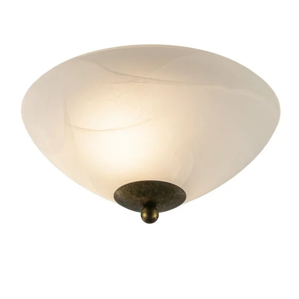 Clearance Straluma Klassieke plafondlamp gevlamd glas met brons 30 cm