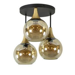 klassieke_plafondlamp_zwa_0.webp Outlet Straluma Klassieke plafondlamp zwart/goud met amber glas