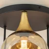 Outlet Straluma Klassieke plafondlamp zwart/goud met amber glas