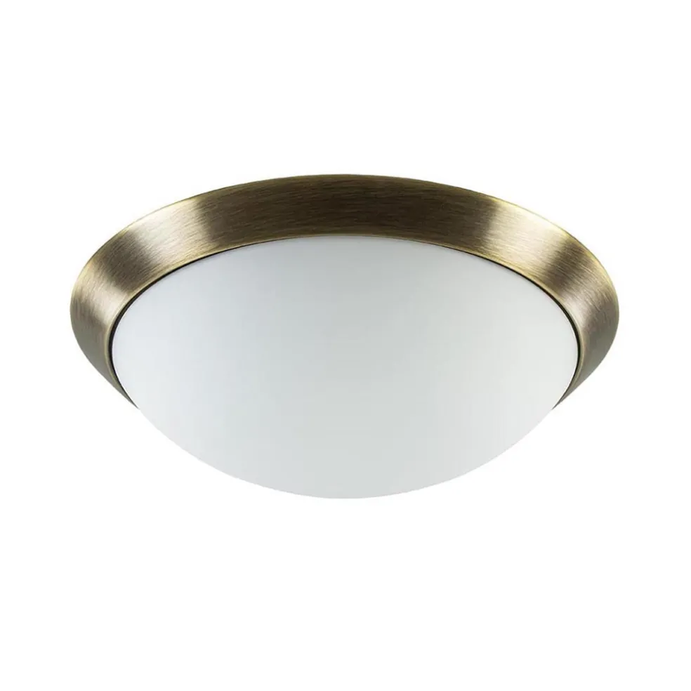klassieke_plafonnire_bron_0.webp Clearance Straluma Klassieke plafonnière brons met wit glas 30 cm
