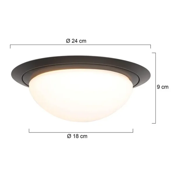 kleine_led_plafondlamp_zw_3.webp Best Sale Straluma Kleine LED plafondlamp zwart met wit glas IP44