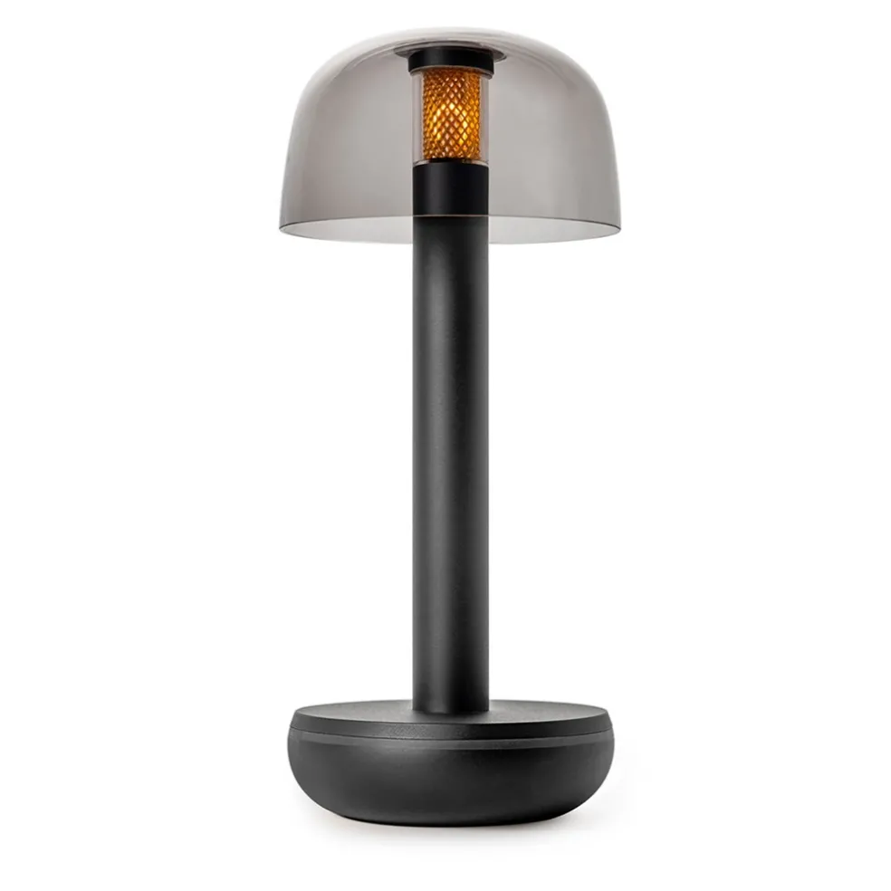 kleine_led_tafellamp_opla_0.webp Store Straluma Kleine LED tafellamp oplaadbaar mat zwart met smoke glas