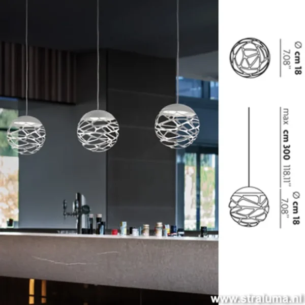Clearance Straluma Kleine ronde design hanglamp Kelly wit