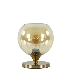 kleine_tafellamp_goud_met_0.webp Online Straluma Kleine tafellamp goud met amber kleurig glas