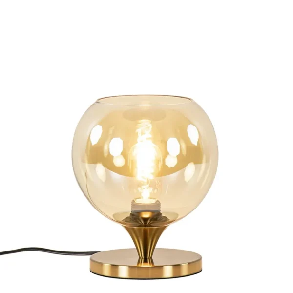 kleine_tafellamp_goud_met_1.webp Online Straluma Kleine tafellamp goud met amber kleurig glas