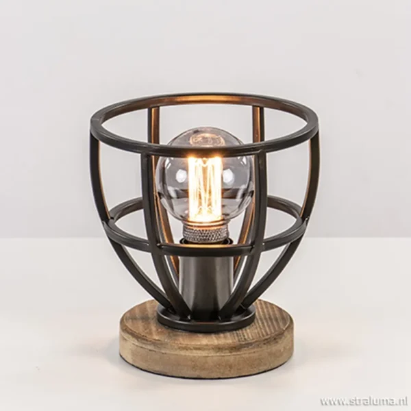 Hot Straluma Kleine tafellamp Matrix zwart met hout