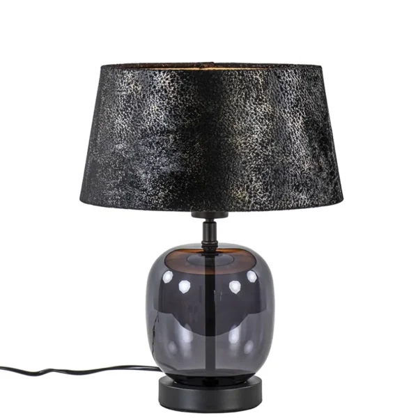 kleine_tafellamp_zwart_gl_1.webp Cheap Straluma Kleine tafellamp zwart glas met stoffen kap