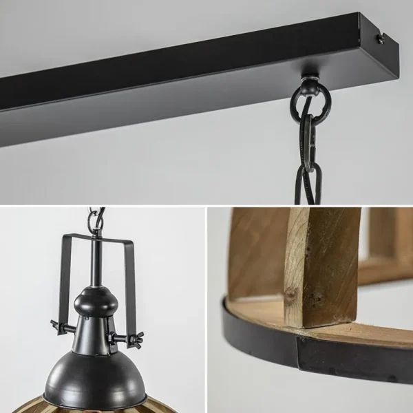 Store Straluma Landelijk industriële 2-lichts hanglamp hout/zink