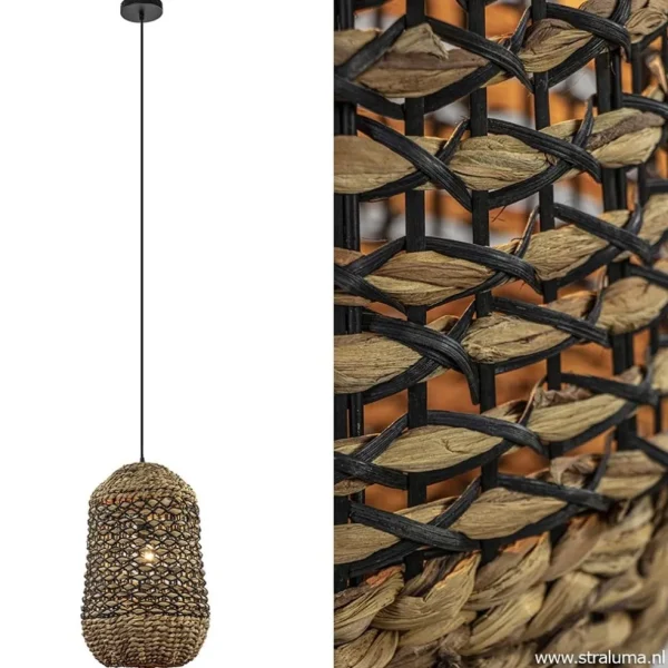 landelijke_hanglamp_tripo_2.webp Best Straluma Landelijke hanglamp Tripoli rotan met zwart