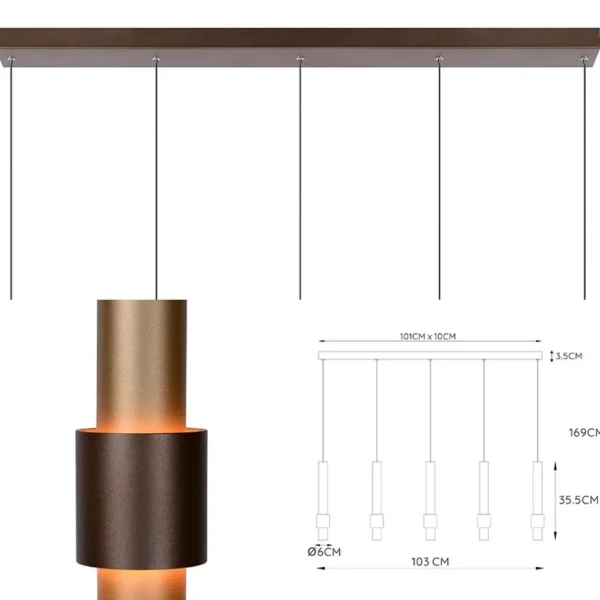 landelijke_lichts_led_han_3.webp Store Straluma Landelijke 5-lichts LED hanglamp cilinders bruin