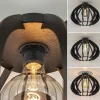 Best Straluma Landelijke plafondlamp hout mat zwart