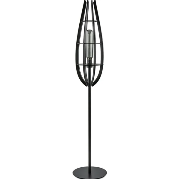 landelijke_vloerlamp_mat__0.webp Best Sale Straluma Landelijke vloerlamp mat zwart met houten kap