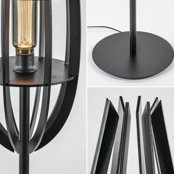 landelijke_vloerlamp_mat__2.webp Best Sale Straluma Landelijke vloerlamp mat zwart met houten kap