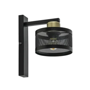 landelijke_wandlamp_zwart_0.webp New Straluma Landelijke wandlamp zwart/goud met ronde kap
