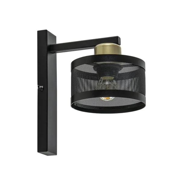 landelijke_wandlamp_zwart_0.webp New Straluma Landelijke wandlamp zwart/goud met ronde kap