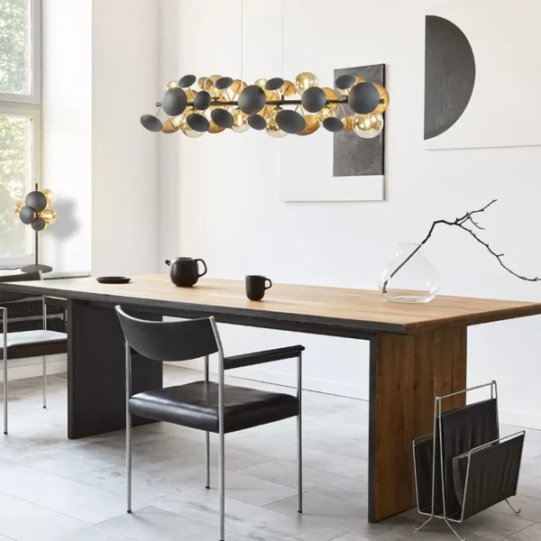 Fashion Straluma Langwerpige hanglamp grijs/goud + amber glas