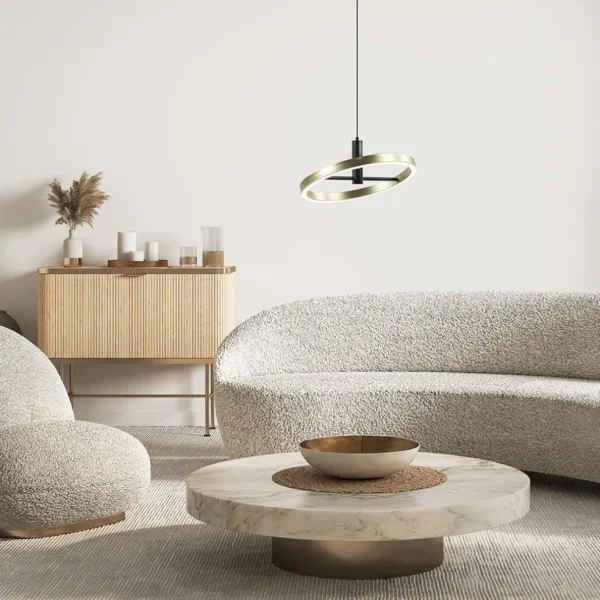 Online Straluma LED hanglamp Circle zwart/goud 3-standen dimbaar