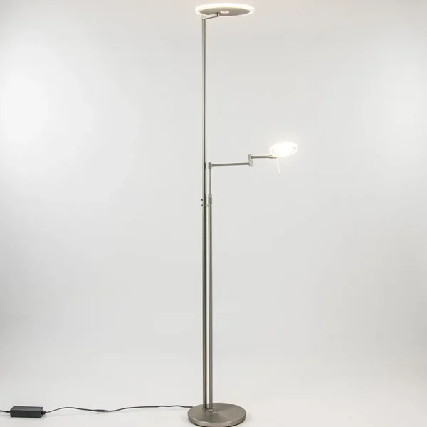 led_vloerlamp_staal_met_u_1.webp Flash Sale Straluma LED vloerlamp staal met uplighter en helder glas